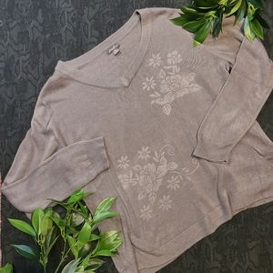 Eddie Bauer Grey Floral Sweater